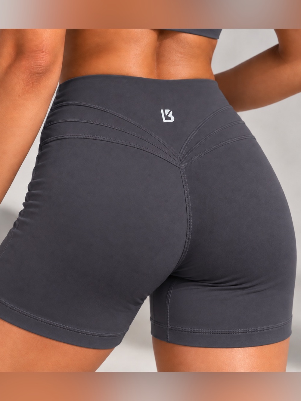 BuffBunny Collection High Rise Biker Shorts Charcoal Gray Size Medium 7”